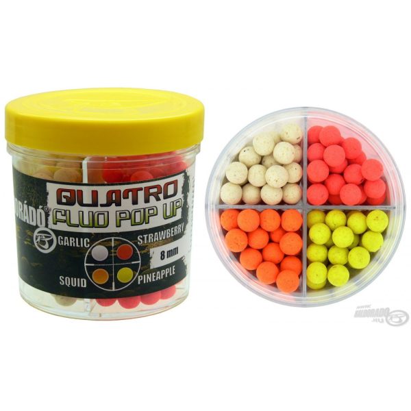 Haldorádó Quatro Fluo Pop Up Boilies 8 mm / 4 íz egy dobozban