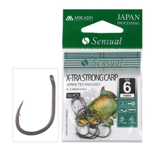 Mikado Xtra Strong Carp 10 Füles, Szakállas Pontyozó Horog 10db