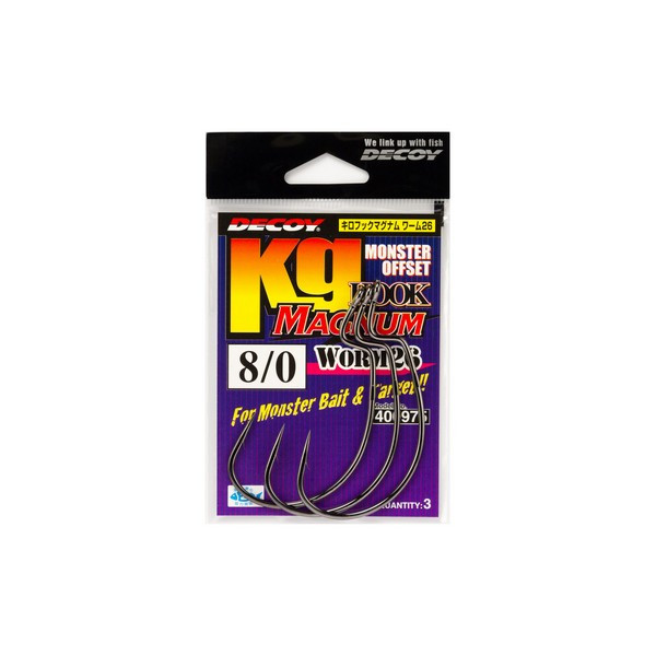 Decoy Worm26 Kg Hook Magnum 6/0 Ns Fekete Szakállas, Füles Offset Horog 4db