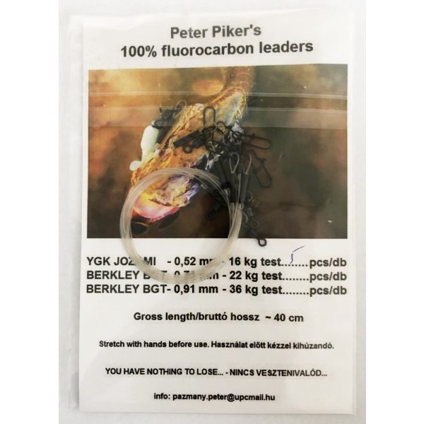 Pázmány Péter - Peter Piker’s 100% fluorocarbon rablóhalas előke YGK JOZAMI 0,52mm 16kg