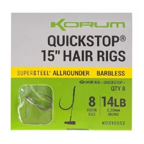   Korum Grappler Hair Rigs 38cm  14 Szakáll Nélküli Füles Monofil Előkötött Horog