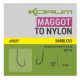 Korum Xpert Maggot Hooks To Nylon Monofil Előkötött Szakáll Nélküli Horog 12