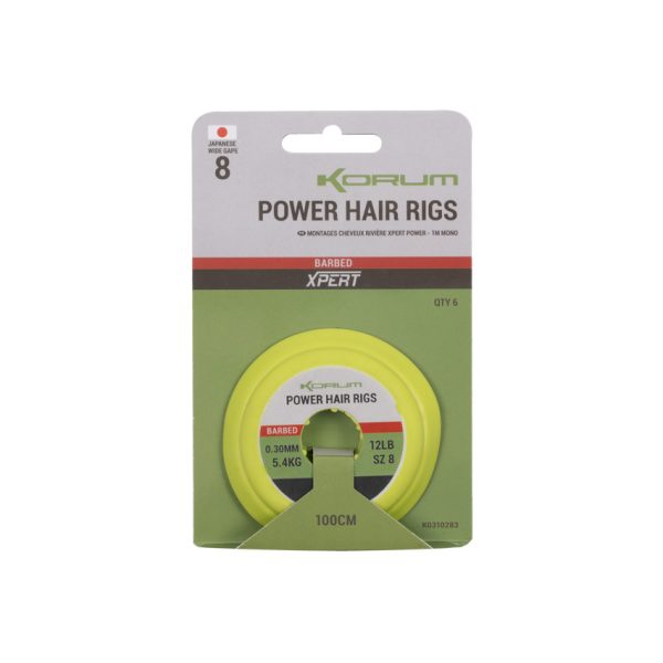 Korum Power Hair Rigs 10 BD Füles, Szakállas Előkötött Horog 6db
