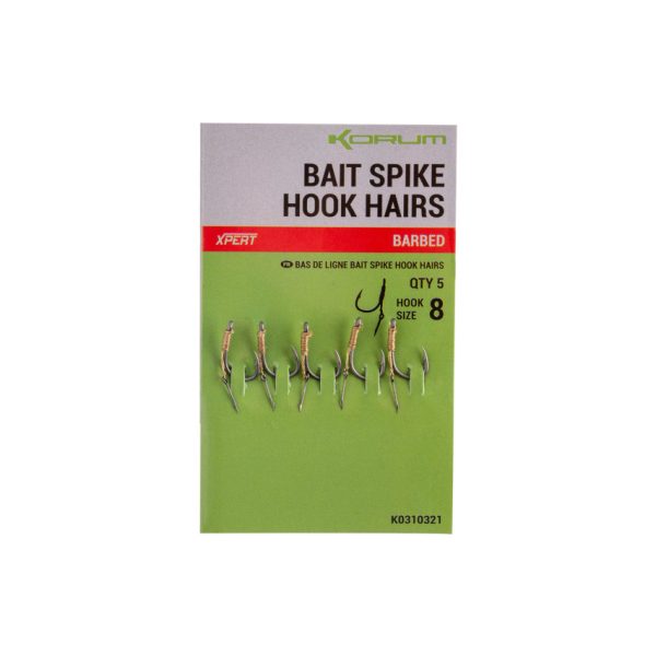 Korum Bait Spike Hook Hairs Barbed 8 Füles, Szakállas Csalitüskés Horog 5db
