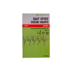   Korum Bait Spike Hook Hairs Barbed 12 Füles, Szakállas Csalitüskés Horog 5db