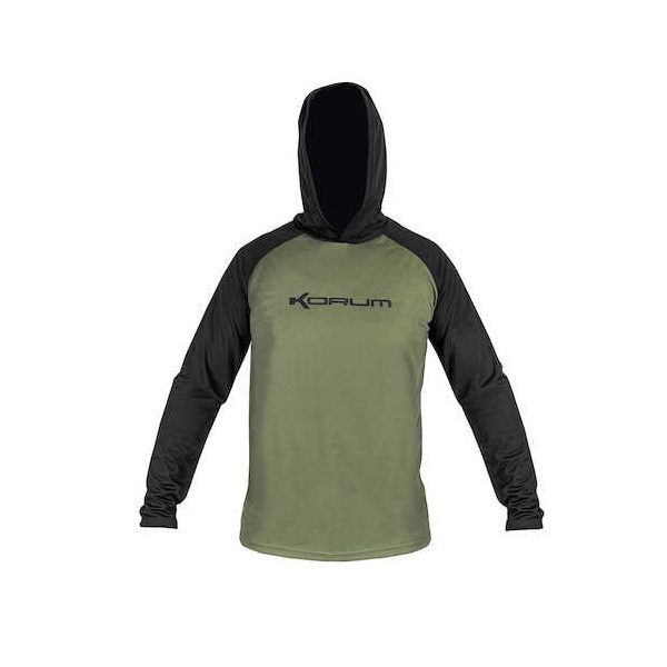 Korum - Dri-active Hooded Longsleeve T-shirt - Hosszú ujjű póló - M - Tavaszi ruházat, Nyári ruházat - Pulóverek, pólók, mellények