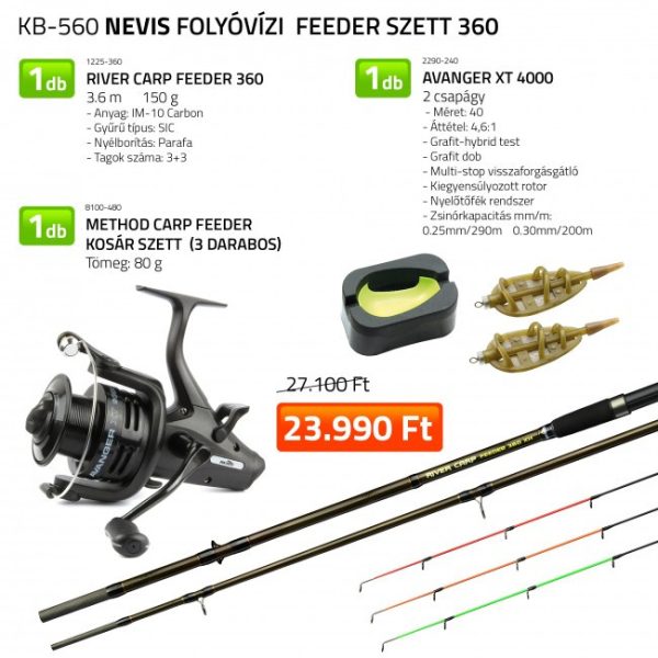 Nevis River Carp Feeder 360 Bot  Avanger XT 4000 Orsóval Method Carp Feeder Kosár Szettel (3 Darabos) Horgász Szett