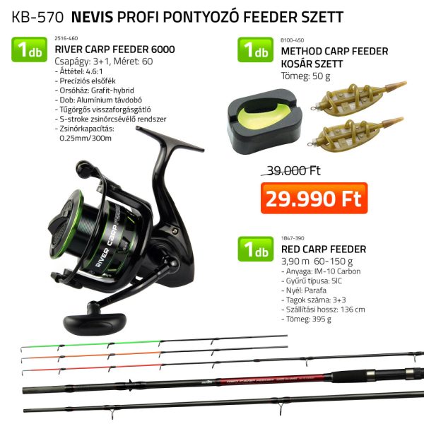 Nevis Profi Pontyozó Feeder Szett Bottal, Orsóval, Feeder Kosár Szettel