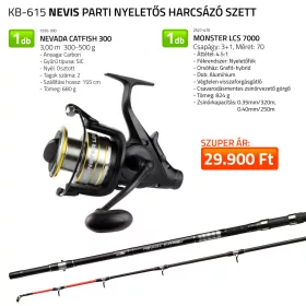   Nevis Parti Nyeletős Harcsázós Szett Nevada Catfish 3,00m-es Bottal és Monster LCS 7000 Orsóval