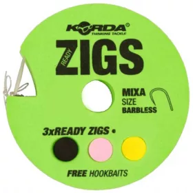   Korda Ready Zigs 6 (180cm) Barbless size 10- előkötött bojlis ZIG horogelőke