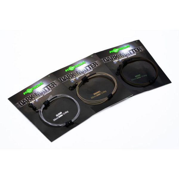 Korda Dark Matter Leader Ring Swivel Clear Előkötött Bojlis Szerelék 50cm