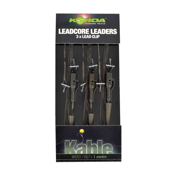 Korda Leadcore Hybrid Lead Clip Weed/Silt,3 per pack - előkötött bojlis szerelék