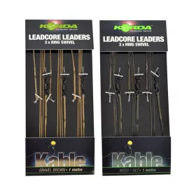   Korda Leadcore Ring Swivel Weed/Silt Előkötött Bojlis Szerelék 3db