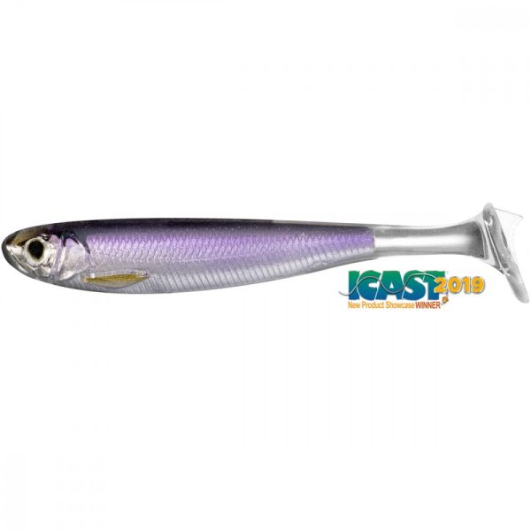 Livetarget Slow-Roll Shiner Paddle Tail Swimbait Silver/Purple 10cm Gumihal 4db