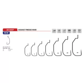   Mustad Assault Finesse Titanx 2 Füles, Szakállas Offset Horog 8db