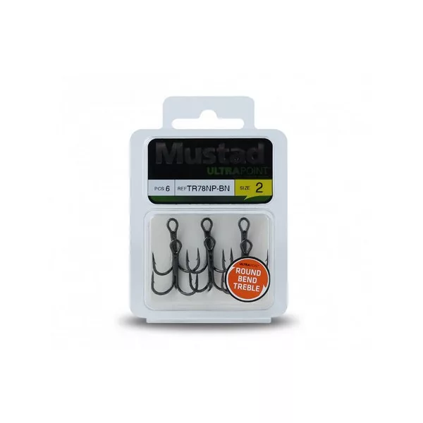 Mustad NP Round Bend Treble Hook 3/0 Szakáll Nélküli Hármashorog 5db