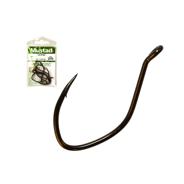Mustad Ultra NP Single Catfish Black Nickel 5/0 Füles, Szakállas Horog 5db