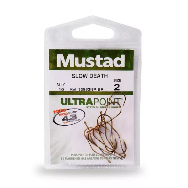 Mustad Aberdeen Slow Death BR 4 Füles, Szakállas Horog 10db