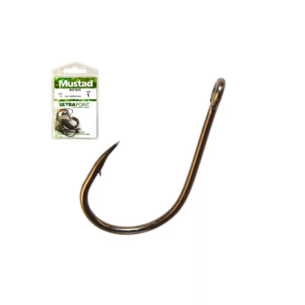 Mustad Big Gun 12/0 Füles, Szakállas Horog 4db