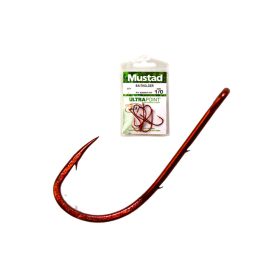 Mustad Red Baitholder 3/0 Füles, Szakállas Horog 8db