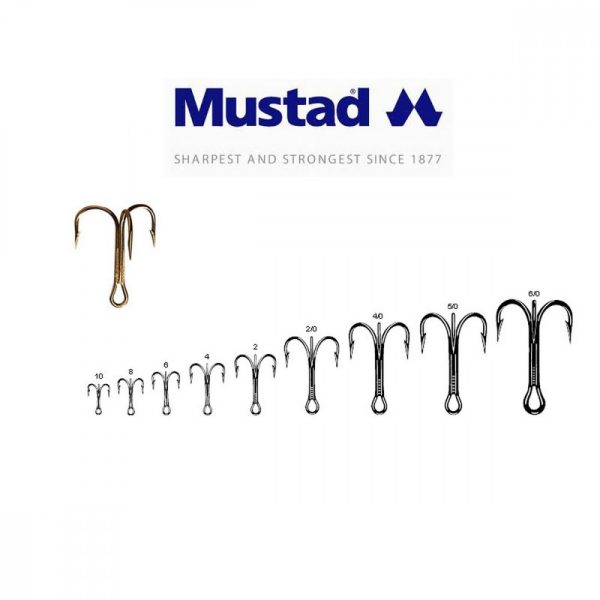 Mustad Treble Hooks 4 10db Hármashorog