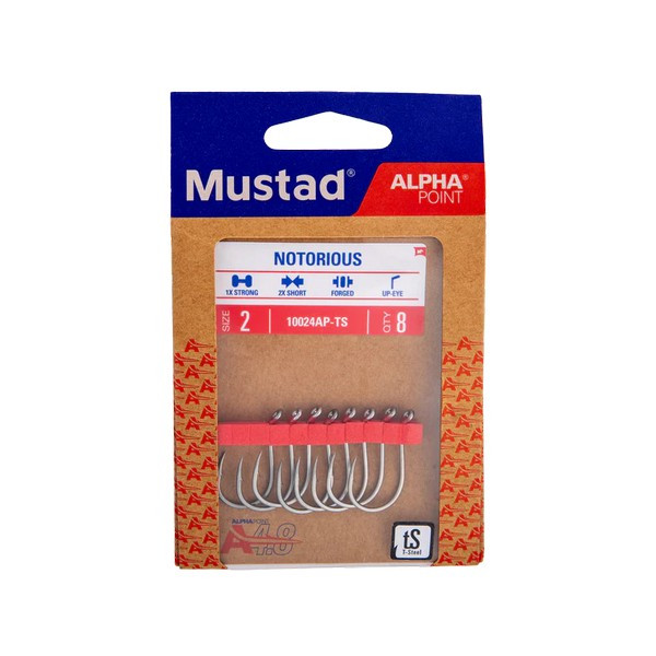 Mustad Notorious 1/0 Füles, Szakállas Horog 7db