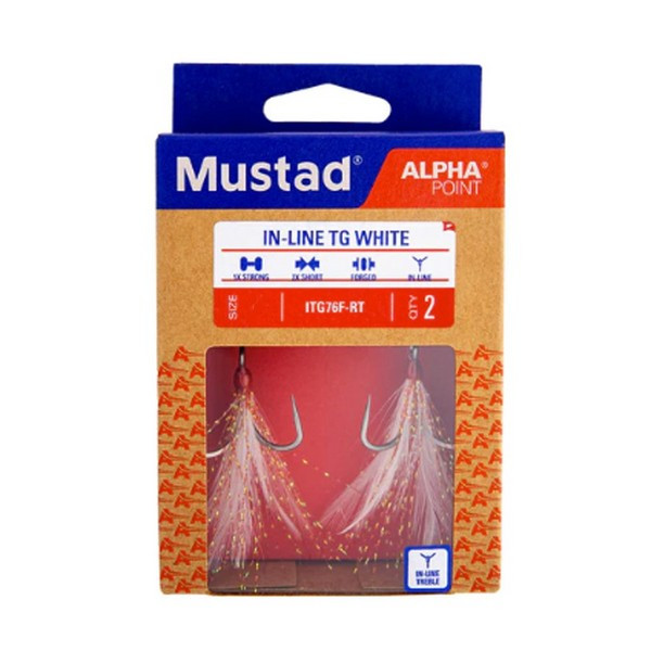 Mustad In-Line Triple Grip Red Tinsel 2 Hármas Horog 2db