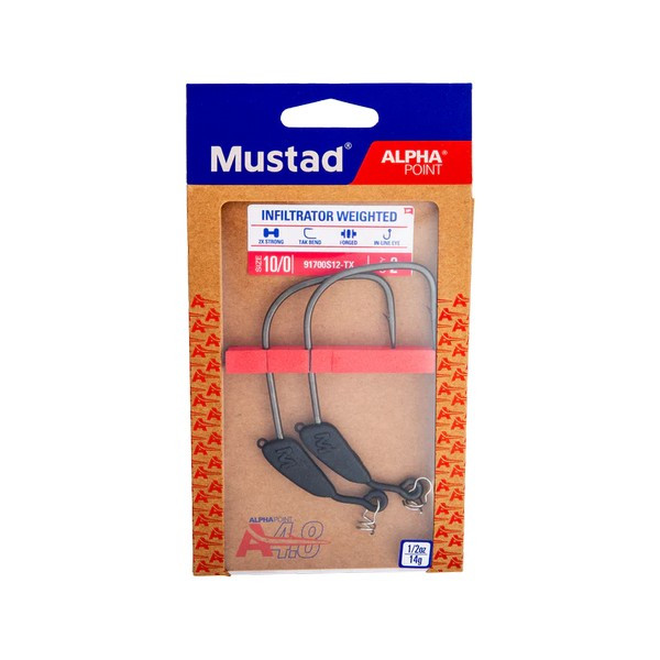 Mustad Infiltrator Weighted 2/0 3gr Súlyozott Offset Horog 3db