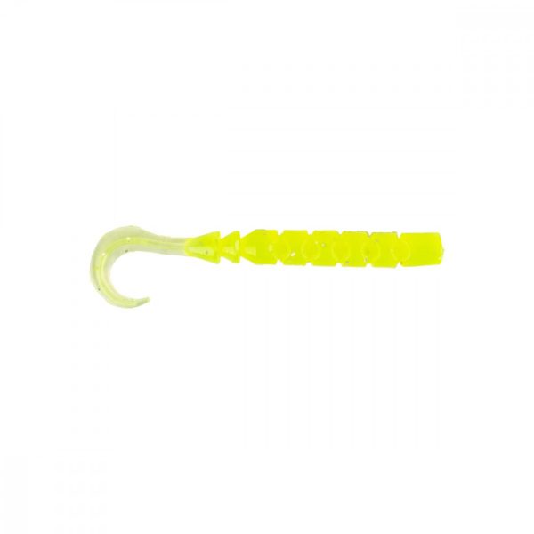 Mustad Aji Curly Tail 2.5'' Clear Chartreuse Plasztik Csali 12db