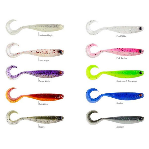 Mustad Mezashi Cross Curly Tail 3.5" Anchovy Plasztik Csali 6db