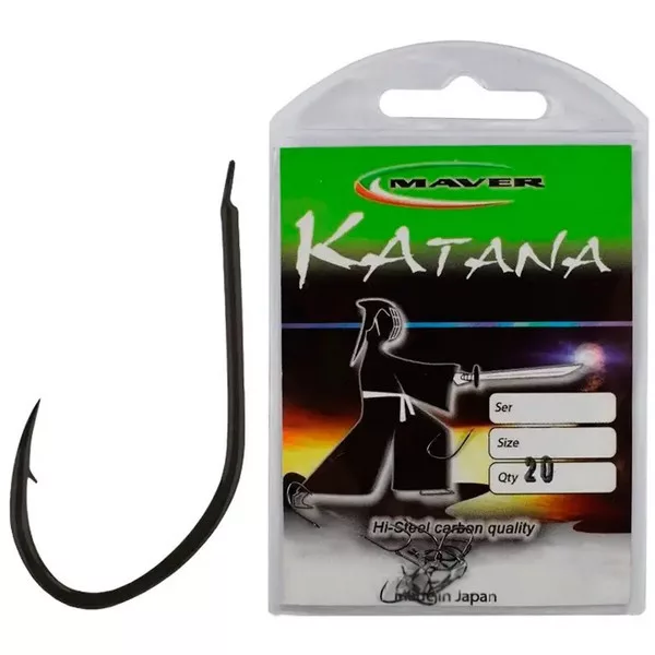 Mave Katana Black Nickelled Flatted 14 Lapkás, Szakállas Bojlis Horog 20db