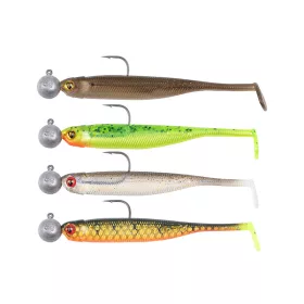   Fox Rage Mini Tiddler Mixed Colour Pack Loaded 7cm Plasztik Csali 4db 5gr-os Jig Fejjel 1/0 Horoggal