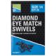 Preston Diamond Eye Match Swivels  Size 10 Forgó Kapocs