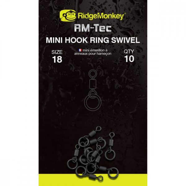 Ridgemonkey Rm-Tec Mini Hook Ring Swivel Mikro Karikás Forgó 10Db