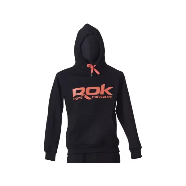 ROK Black Hoodie Fekete Kapucnis Pulóver XL