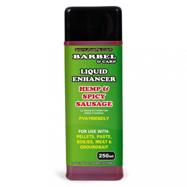 Sonubaits Barbel & Carp Liquid Enhancer - Hemp & Spicy Sausage Oil (S0850020) locsoló