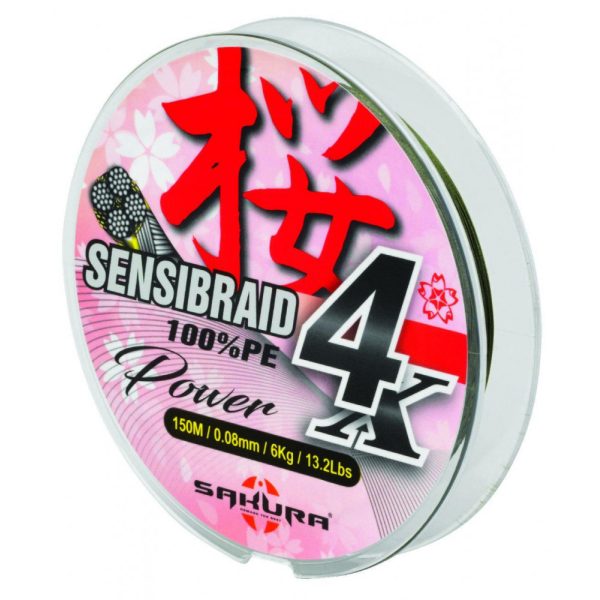 Sakura Sensibraid 4 fonott zsinór - Green 150 M - 0.08 Mm / 6Kg / 13,2Lbs