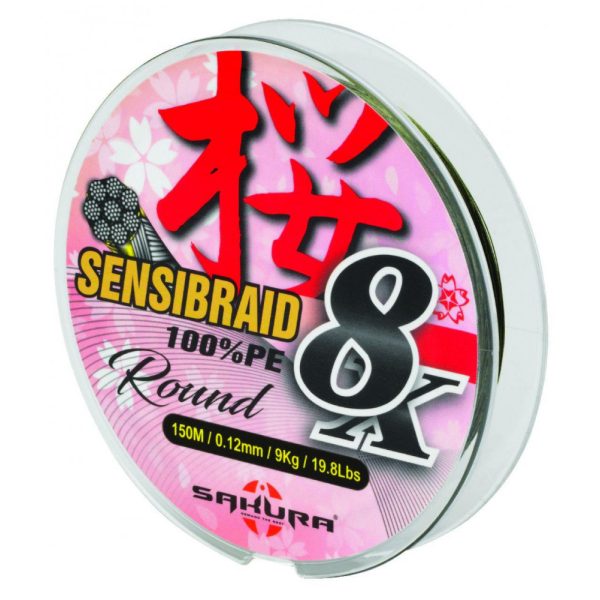 Sakura Sensibraid 8 fonott zsinór - Green 150 M - 0.27 Mm / 25Kg / 55.1Lbs