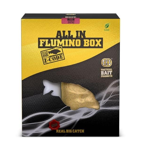 SBS All In Flumino Box Z-Code  Undercover, Hallisztes, Bojlis horgászat, 1kg+500ml, +2féle pop up csali, Zig Rig - Csalizás, etetés|Etetőanyagok
