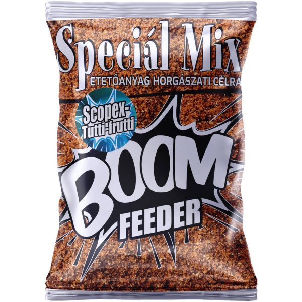 Speciál Mix Boom Előrekevert etetőanyag Scopex-tutti-frutti Halliszt mentes, Feeder horgászat, 800gr, Előre kevert - Csalizás, etetés|Etetőanyagok