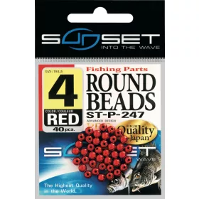 Sunset - HARD ROUND BEADS RED4mm X40 - Gumigyöngy