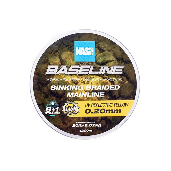Nash Baseline Sinking UV Yellow 0,20mm 600m Süllyedő Fonott Főzsinór