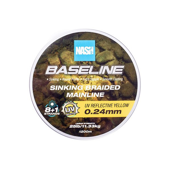 Nash Baseline Sinking UV Yellow 0.24mm 1200m Fonott Főzsinór