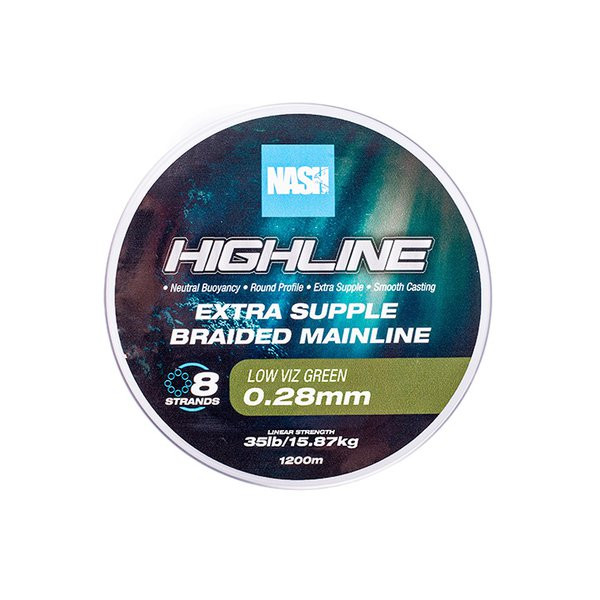 Nash Highline Extra Supple Low Víz Green 0.28mm 1200m Fonott Főzsinór