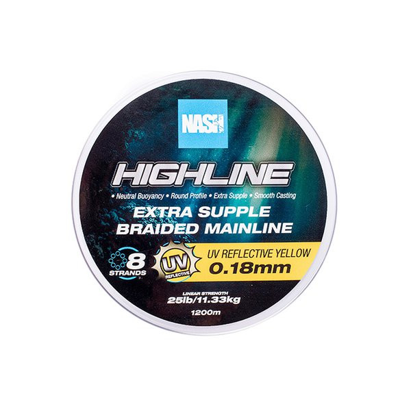 Nash Highline Extra Supple UV Yellow 0.18mm 1200m Fonott Főzsinór