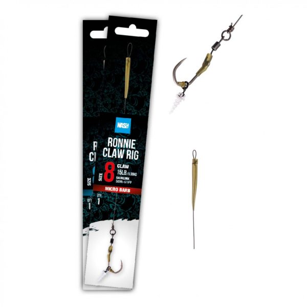 Nash Ronnie Claw Rig 6 Szakállas, Füles Előkötött Horog