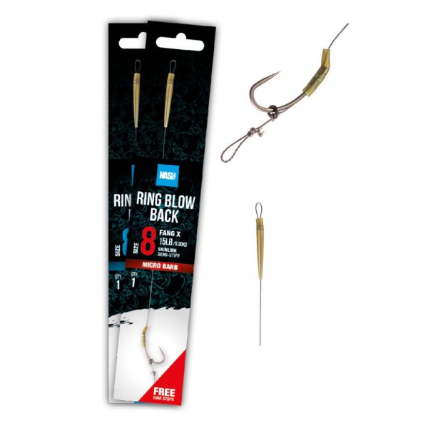 Nash Ring Blow Back Rig 4 Szakállas, Füles Előkötött Horog