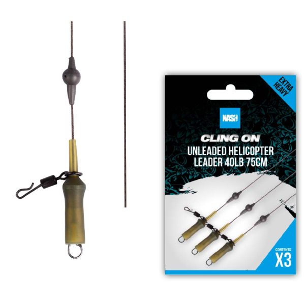 Nash Ready Tied Unleaded Helicopter Leader 75cm 3db