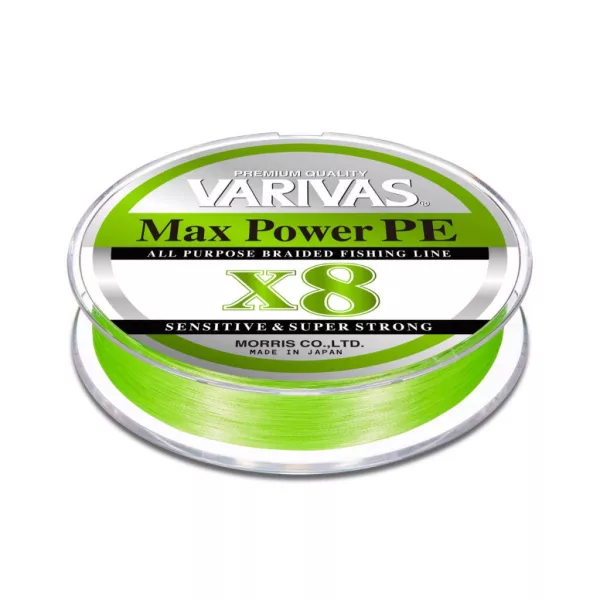 Varivas Max Power PE X8 150m #2,0 33lb 0,235mm Lime Green Fluo Fonott Főzsinór