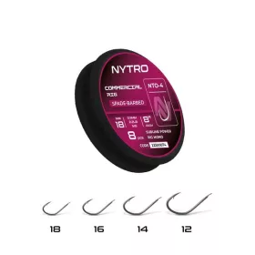   Nytro NTO4 Commercial 14 0,13mm 20cm Előkötött Lapkás, Szakállas Horog 8db